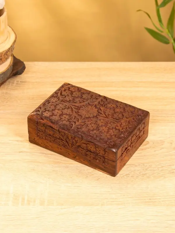 Шкатулка резная "Текстура" 18х13х6 см, дерево шишам