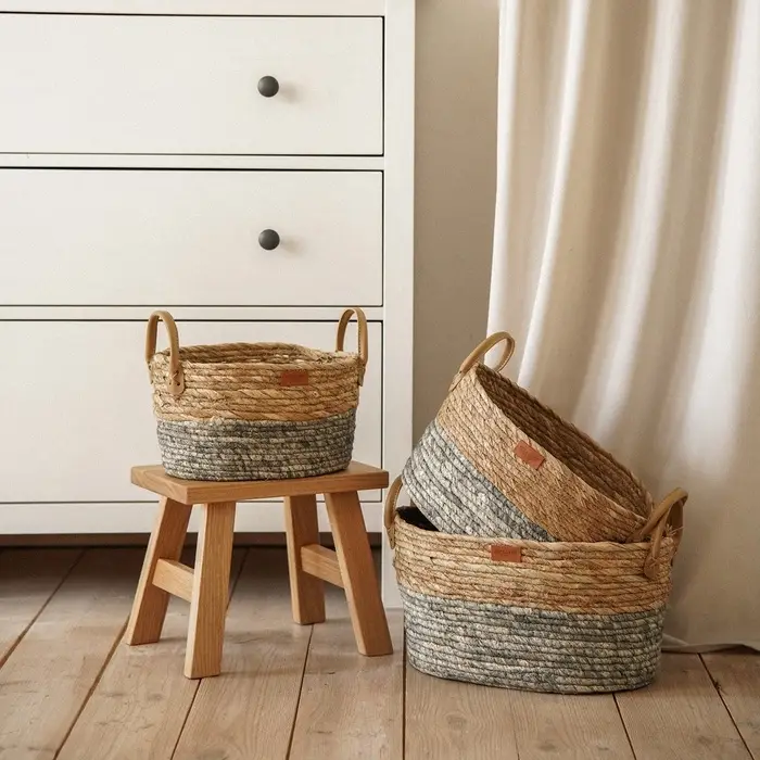 Корзины для хранения SL Home, плетёные, ручной работы, 3 шт., 30&times;23&times;16 см до 37&times;27&times;19 см
