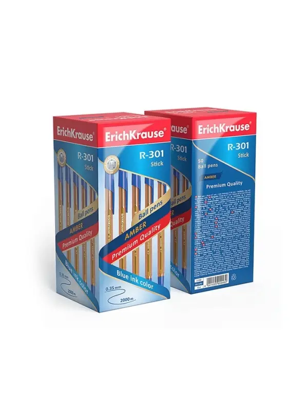 Ручка шариковая ErichKrause R-301 Amber Stick, узел 1.0 мм, чернила синие, длина линии письма 1000 метров Ручка шариковая ErichKrause R-301 Amber Stick, узел 1.0 мм, чернила синие, длина линии письма 1000 метров