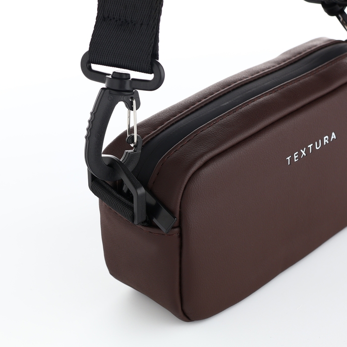 Сумка женская на молнии, TEXTURA, маленький размер, длинный ремень, цвет коричневый Сумка женская на молнии, TEXTURA, маленький размер, длинный ремень, цвет коричневый