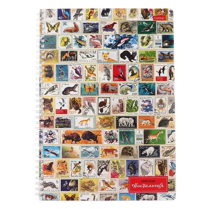 Тетрадь А4, 96 листов в клетку на гребне Ностальгия, обложка мелованный картон, матовая ламинация, тиснение, блок 65г/м2, 4В МИКС