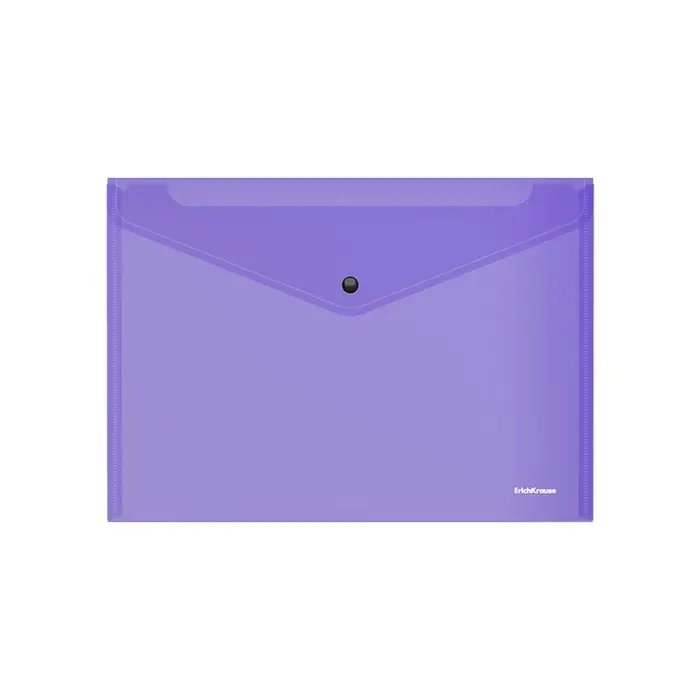 Папка-конверт на кнопке А4, 140 мкм, ErichKrause Fizzy Vivid, глянцевая, вмещает до 120 листов, полупрозрачная, микс
