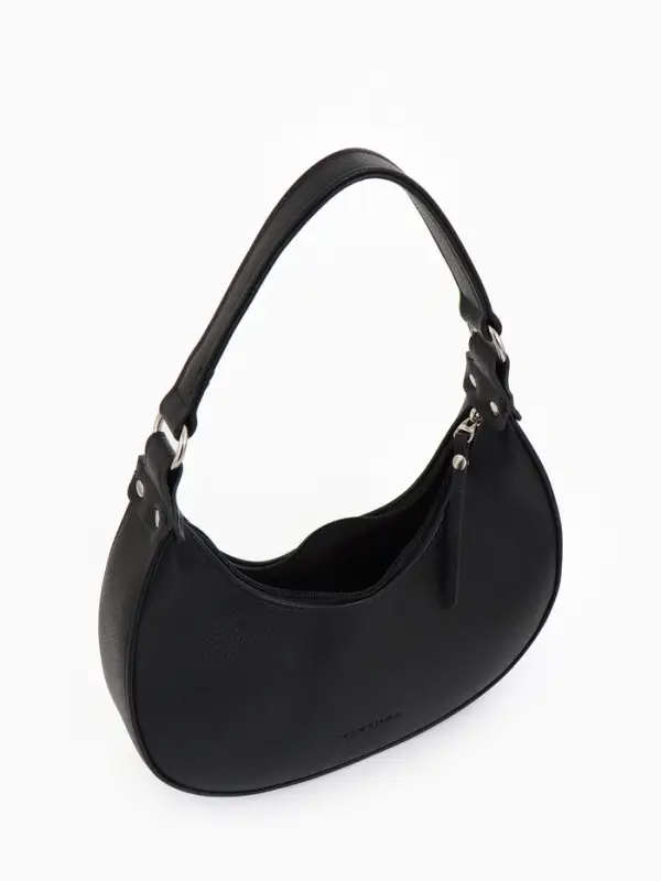 Сумка женская багет TEXTURA на молнии, 28&times;6.5&times;15 см, чёрная