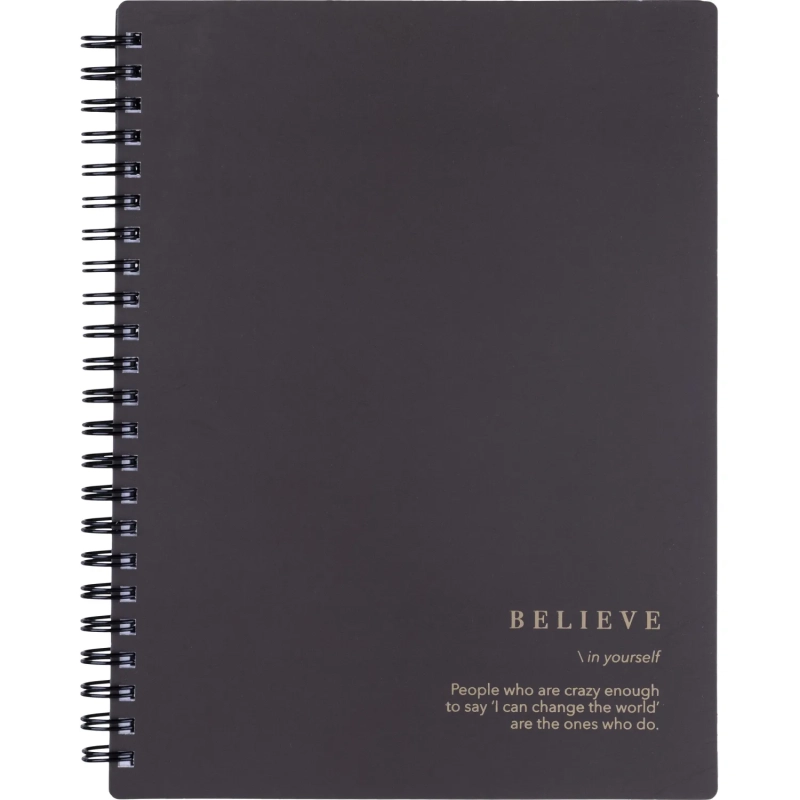 Бизнес-тетрадь, BS, А5, 120л., клетка, спираль. Believe, черный N4200