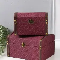 Шкатулка дерево "Диагональ" слива набор 2 шт 19х13,5х12 23х17х14 см