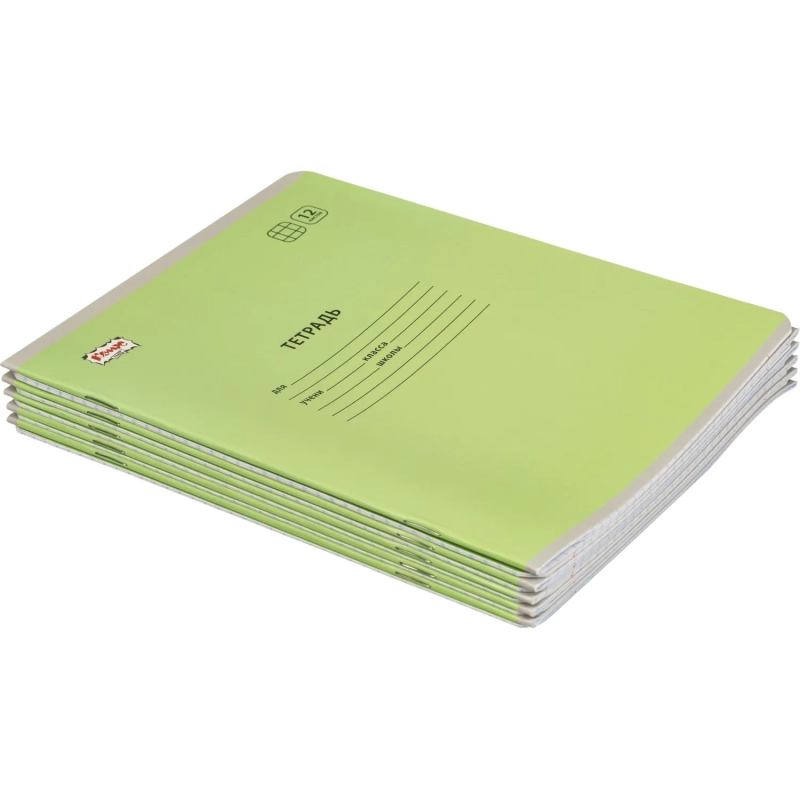 Тетрадь школьная Комус Класс А5 12 л клетка Зеленый, 10 шт./уп