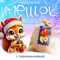 Мешок подарочный новогодний с термонаклейкой &laquo;Дед Мороз&raquo;, 13&times;18 см