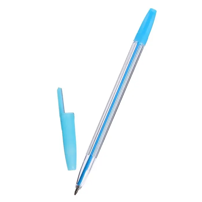 Набор шариковых ручек, 10 цветов, прозрачный корпус, с цветными колпачками