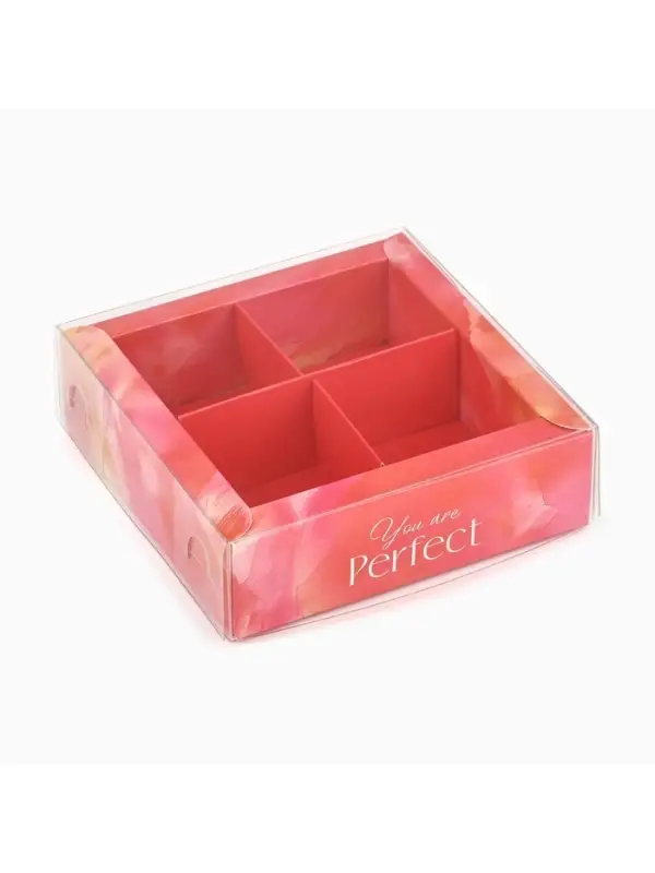 Коробка под 4 конфеты с ячейками &laquo;Яркие краски&raquo;, 10&times;10&times;3 см