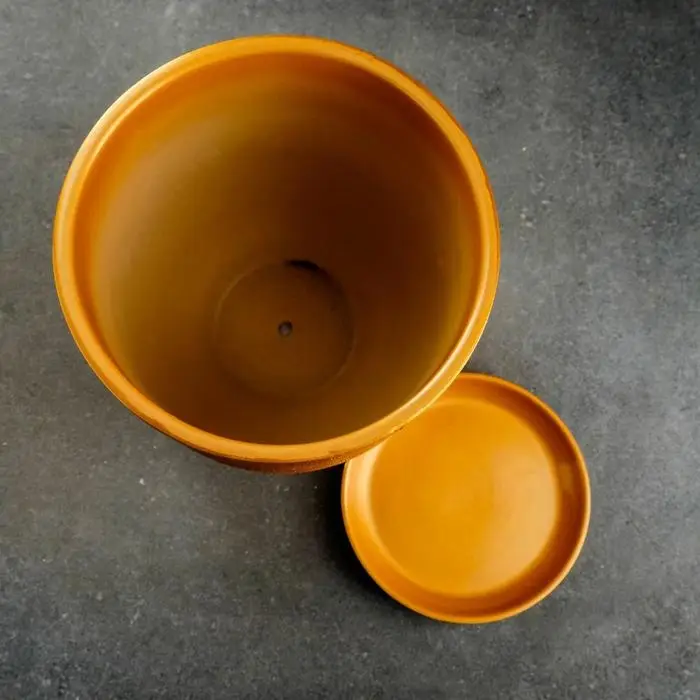 Горшок цветочный с поддоном 8л, бронза керамика, Горшок цветочный с поддоном 8л, бронза керамика, "Медовый" (М)