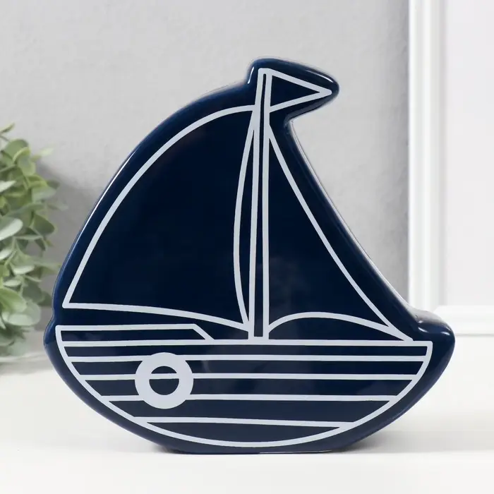 Копилка для денег &laquo;Парусник&raquo;, керамика, синий, 20&times;5.2&times;19.5 см