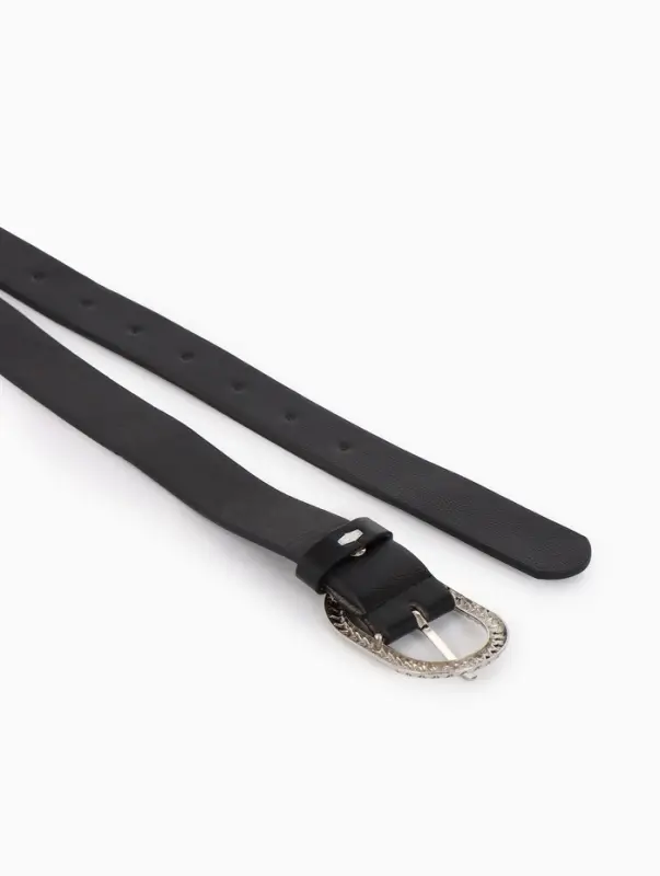 Ремень жен 05-01-02-01, Июнь2511, 2,9*0,3*110 см, винт, пряж металл, 1 прокол, черный