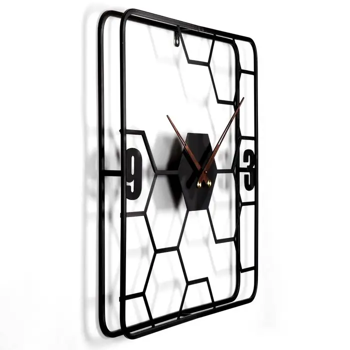 Часы настенные интерьерные &laquo;Соты&raquo;, серия:, Лофт, бесшумные, плавный ход, 58&times;58 см, чёрные, от батарейки 1&times;АА