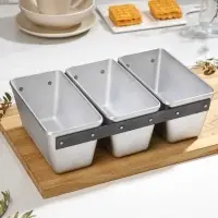 Форма для хлеба, 2.5&times;21&times;10 см, прямоугольная, 3-х секционная, литой алюминий