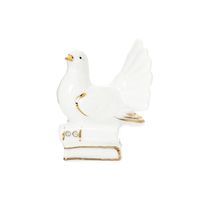 Сувенир керамика Сувенир керамика "Белый голубь на книгах/подарке" с золотом, стразы 7,5 см МИКС