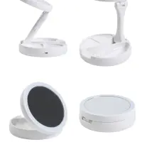 Зеркало настольное с подсветкой KZ-09, 30&times;16&times;16 см, увеличение х 10, USB, белое