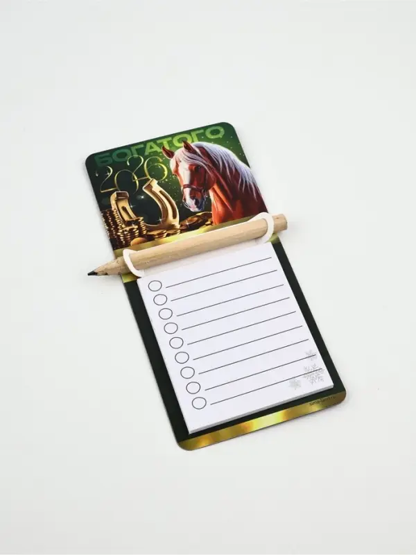 Магнит с блоком и карандашом «Новогодний», микс 5 шт., 7×14.4 см