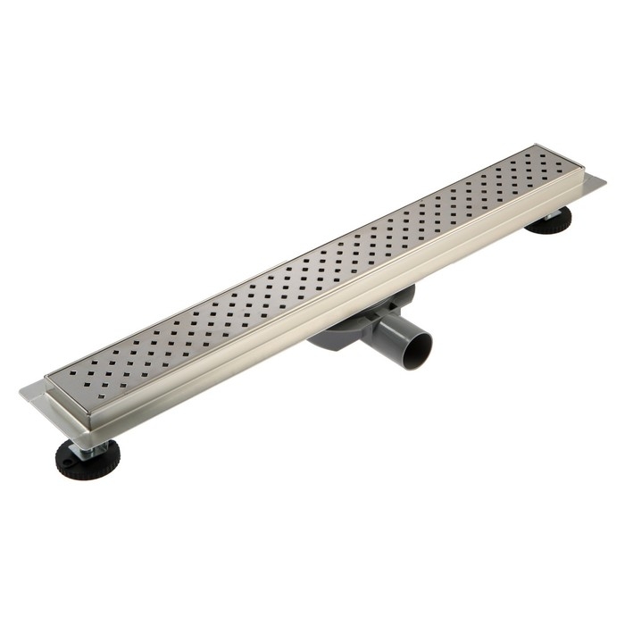 Трап ZEIN engr, c флaнцeм свободного вращ 360°, 7*60 см, d=40/50 мм, нерж сталь, сатин