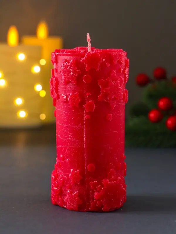 Свеча столбик  Свеча столбик "С Новым годом" 55*105 мм красная