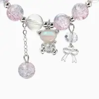 Браслет с подвесками &laquo;Сахарный. Мишка&raquo;, шар №10/8, d=6 см, розовый, синий в серебре