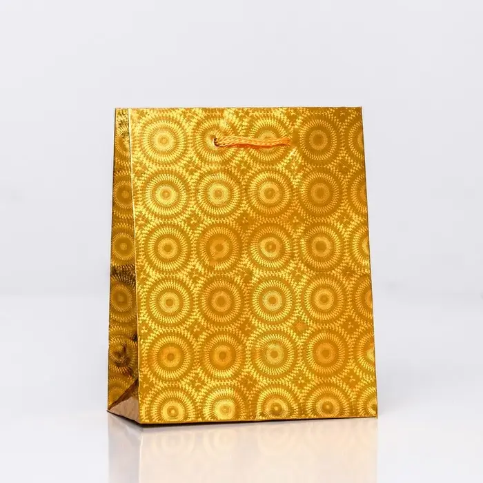 Пакет подарочный, фольгированный, «Золото» 14×11×5 см.