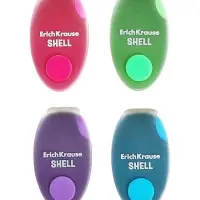 Ластик в пластиковом футляре ErichKrause Shell, мягкий, гипоаллергенный, МИКС
