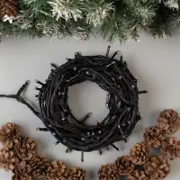 Гирлянда &laquo;Нить&raquo; 10 м, IP44, УМС, тёмная нить, 100 LED, свечение синее, мерцание белым, 220 В