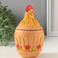 Шкатулка с крышкой для украшений &laquo;Петух&raquo;, 13&times;7 см, охра