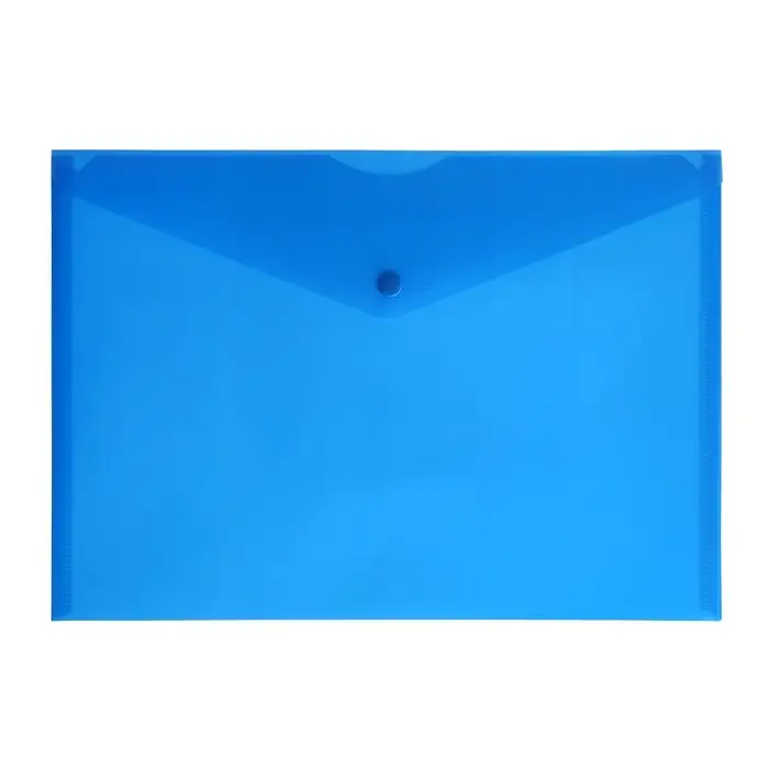 Набор папок-конвертов на кнопке 10 штук, А4, 150 мкм, Calligrata Standard, прозрачные, синие