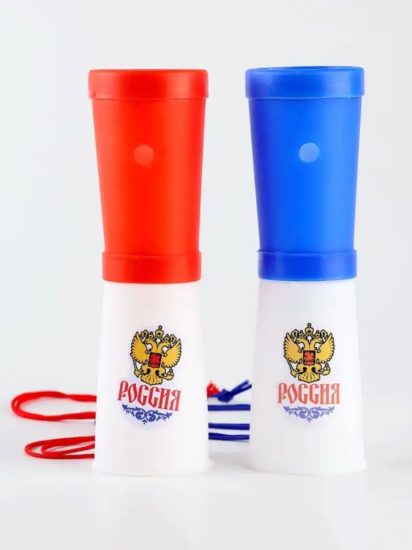 Свисток-гуделка болельщика &laquo;Россия&raquo;, герб, 17 см, цвета МИКС