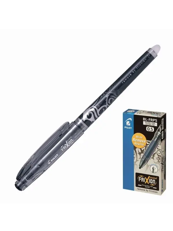 Стираемая ручка Pilot. Frixion, гелевая, чёрный стержень BL-FRP5 (B), узел 0.5 мм