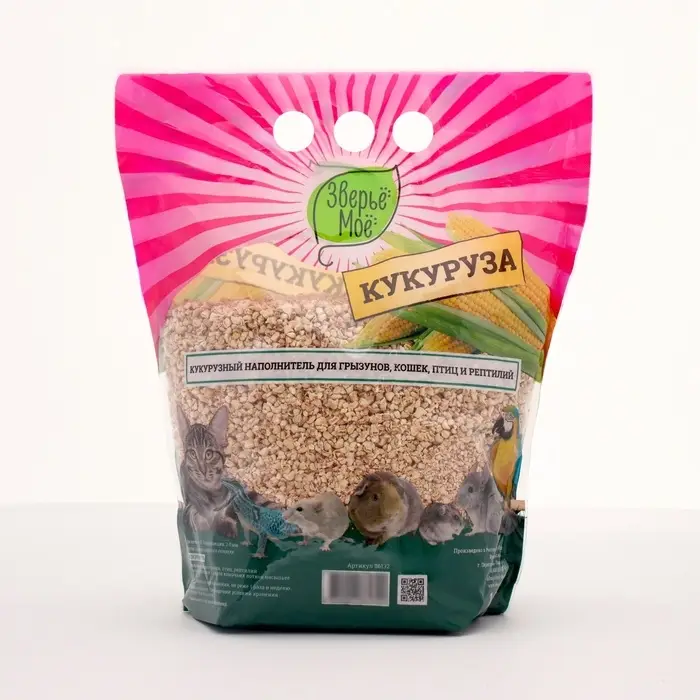 Наполнитель кукурузный &laquo;Зверье мое&raquo;, 1.5 кг
