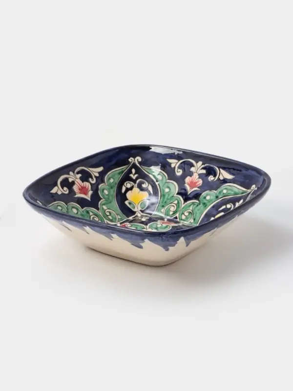 Салатник Риштанская Керамика &laquo;Цветы&raquo;, 19 см, синий, МИКС