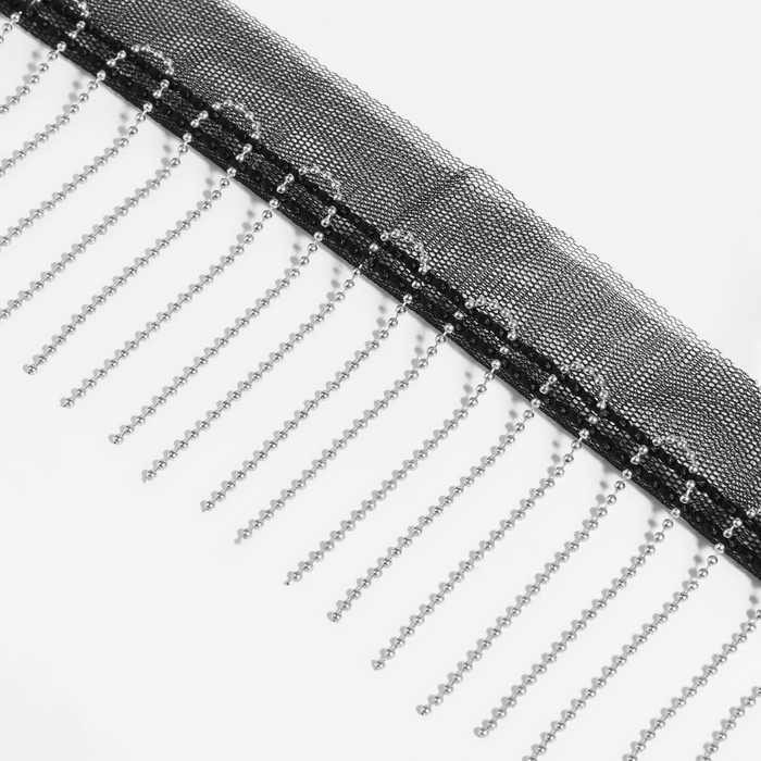 Тесьма металлизированная «Бахрома», 5 см, 4,5 ± 0,5 м, цвет чёрный Тесьма металлизированная «Бахрома», 5 см, 4,5 ± 0,5 м, цвет чёрный