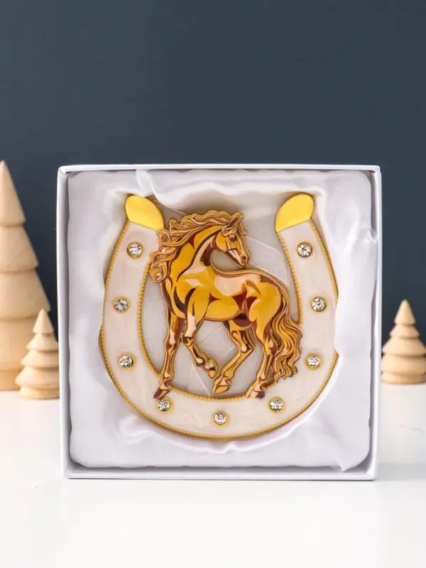 Сувенир-подкова «Лошадь»,10,5х10,5х0,05см,  эмаль, стразы
