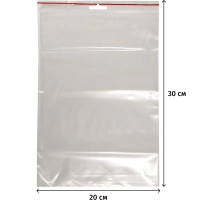 Пакет с замком (Zip Lock) с европодвесом 20 х 30  см, 60 мкм, 100 шт/уп