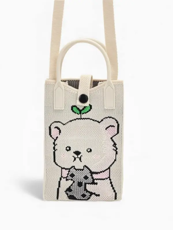 Сумка подр Мишка, 12*4*17, отд на кнопке, дл ремень, белый Сумка подр Мишка, 12*4*17, отд на кнопке, дл ремень, белый