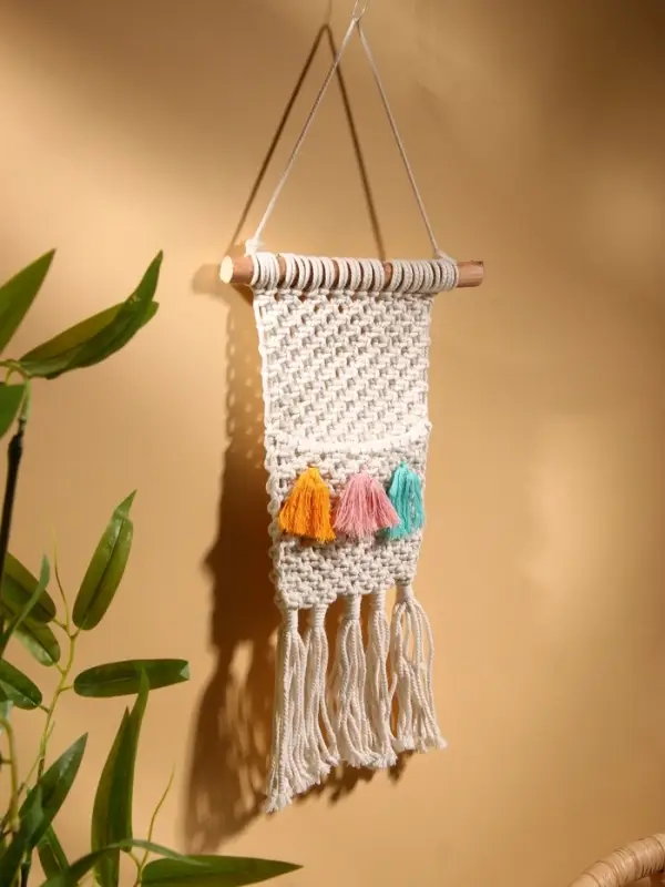 Кармашек текстильный, подвесной, 22&times;50 см, белый