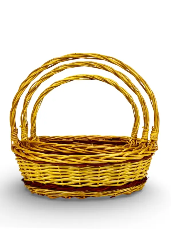 Набор корзин 3 шт ИВА 43x38x15 37х29x13 31х24x12 см ПЛЕТ ручка h=20/18/16 см