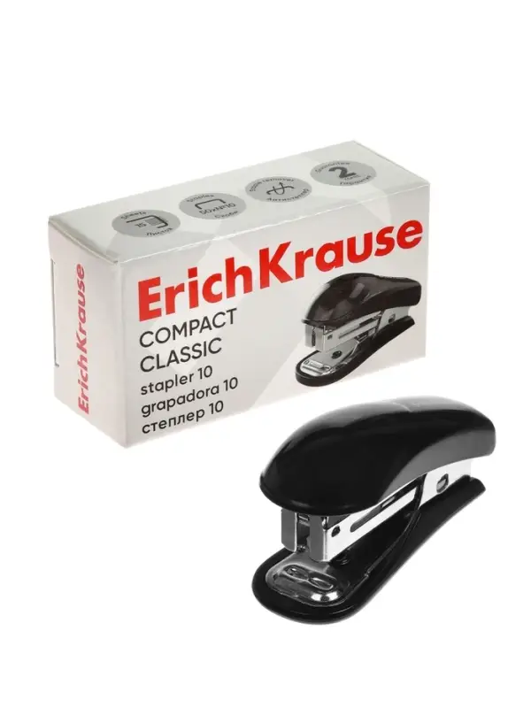 Степлер Mini №10 15 л ErichKrause Compact Classic, чёрный