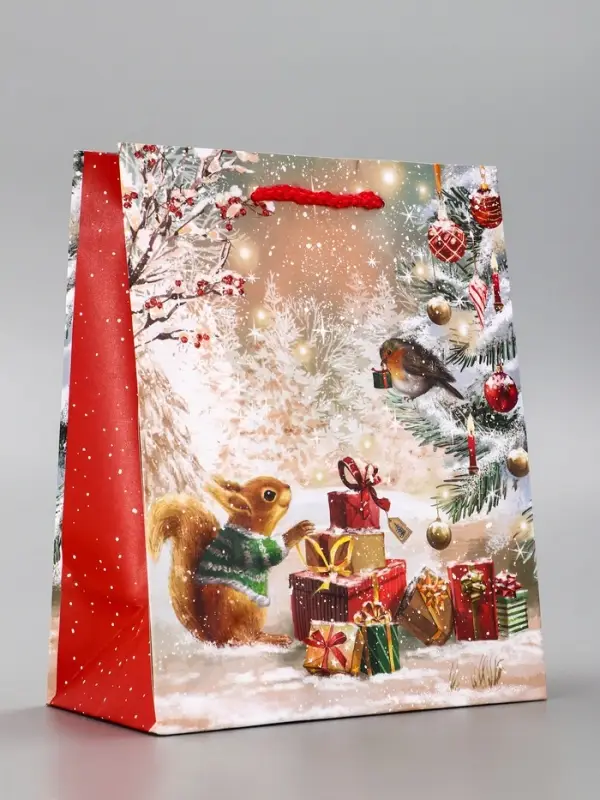 Пакет подарочный новогодний ламинированный, «Зверята ждут Новый Год » , 18×10×22.3 см Пакет подарочный новогодний ламинированный, «Зверята ждут Новый Год » , 18×10×22.3 см