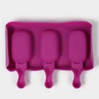 Форма для мороженого &laquo;Эскимо волна&raquo;, силикон, 19.4&times;13 см, 3 ячейки (7&times;4 см), МИКС