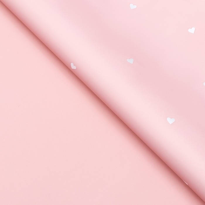 Пленка для цветов, 57см х 10 м, Пленка для цветов, 57см х 10 м, "Сердечки", нежно-персиковая, 65 мкм