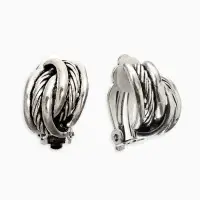 Серьги клипсы для ушей QF &laquo;Узел&raquo;, цвет чернёное серебро