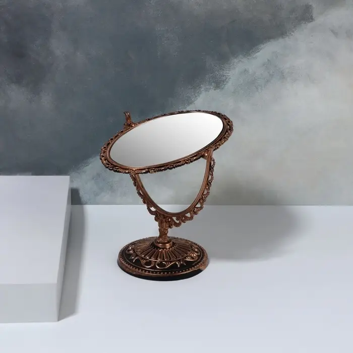 Зеркало декоративное, с увеличением, двустороннее, 13&times;19 см, (8.5&times;12.1 см), цвет бронзовый