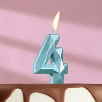 Свеча в торт на шпажке «Алмаз», цифра 4, голубая, 5 см