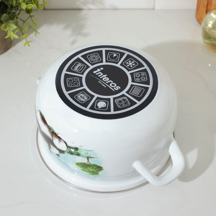 Кастрюля эмалированная «Панды», 3,1 л, стеклянная крышка, индукция Кастрюля эмалированная «Панды», 3,1 л, стеклянная крышка, индукция