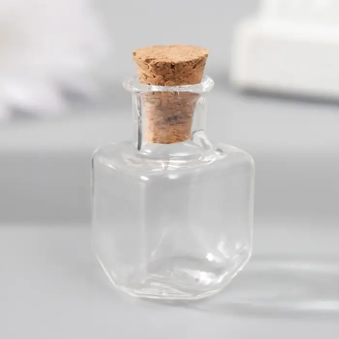 Декор для творчества стекло  Декор для творчества стекло "Баночка с пробкой" 1,5х1,5х2,5 см