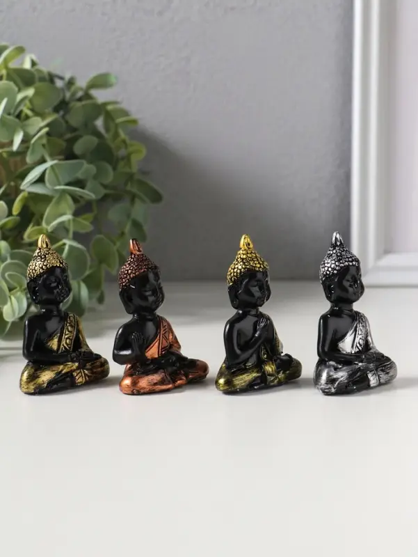 Сувенир полистоун "Будда нарядный" набор 4 шт 2,3х4,5х6 см