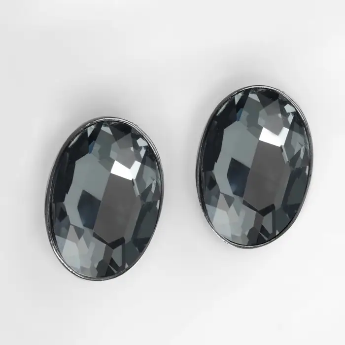 Клипсы «Вечеринка» овалы, цвет серый в сером металле Клипсы «Вечеринка» овалы, цвет серый в сером металле